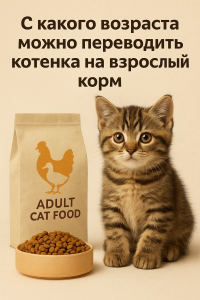 С какого возраста можно переводить котенка на взрослый корм?